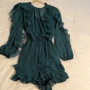 Dark green and black cheetah print long sleeve romper!